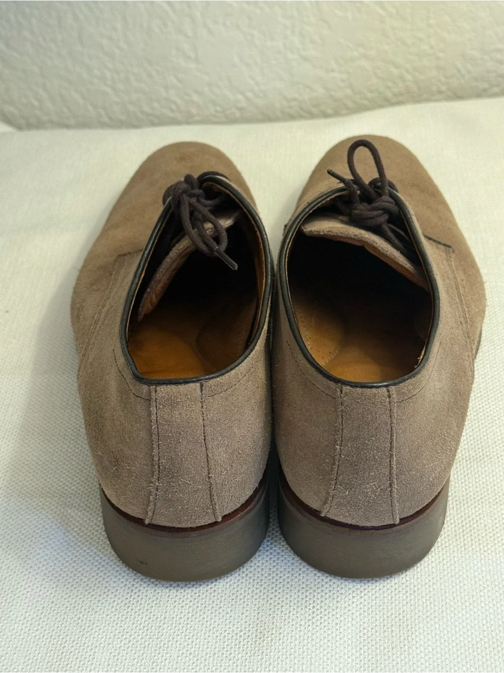 Nordstrom Men’s Shop 9.5M Taupe Brown Suede Derby Oxford Dress Shoes Made Brazil
